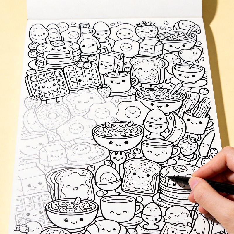 Food And Snacks Coloring Book Bold And Easy - An Adult Decompression and Meditation Hand