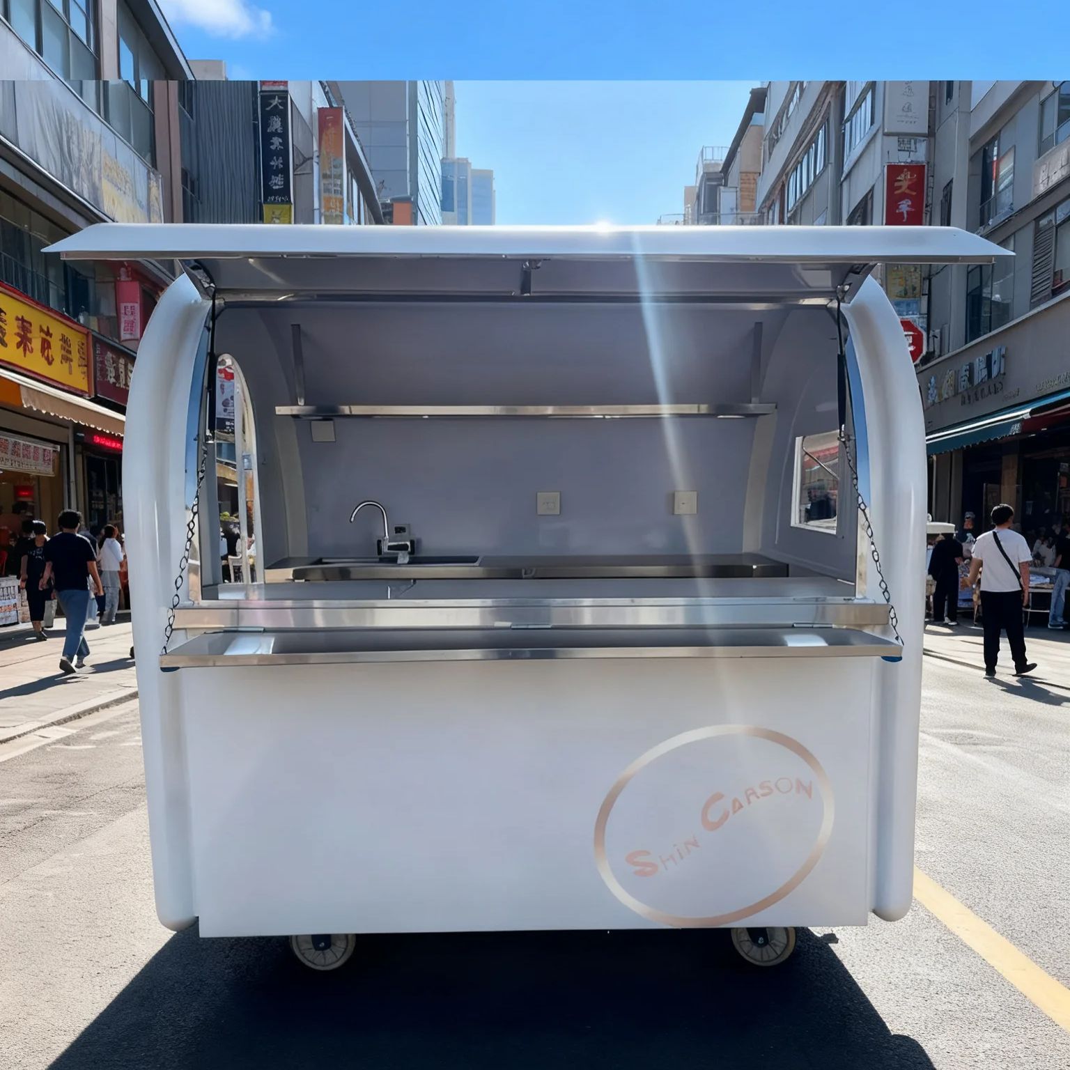 Outdoor Food Trailer round Mob - Food Snacks Business review and price