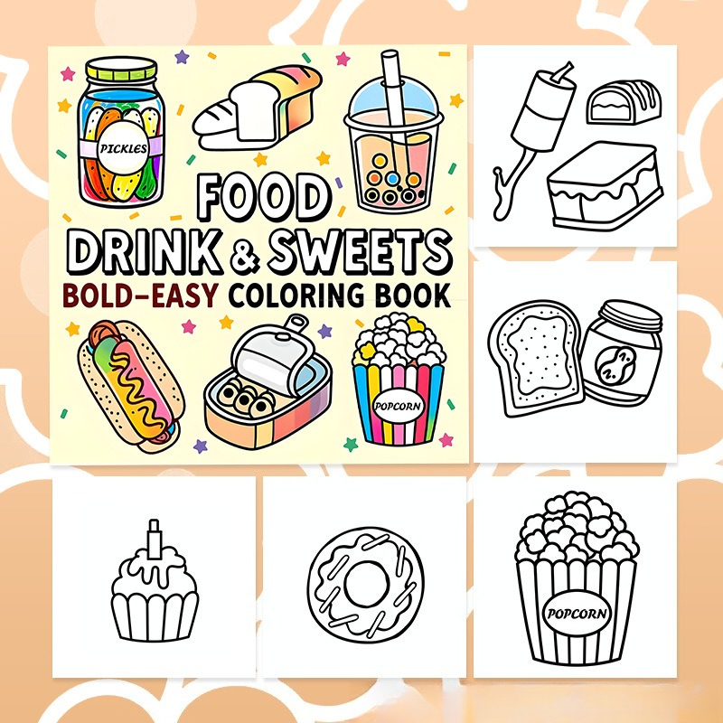 Food Drink & Sweets Bold Easy  - Food And Snacks Coloring Book Bold And Easy review and price
