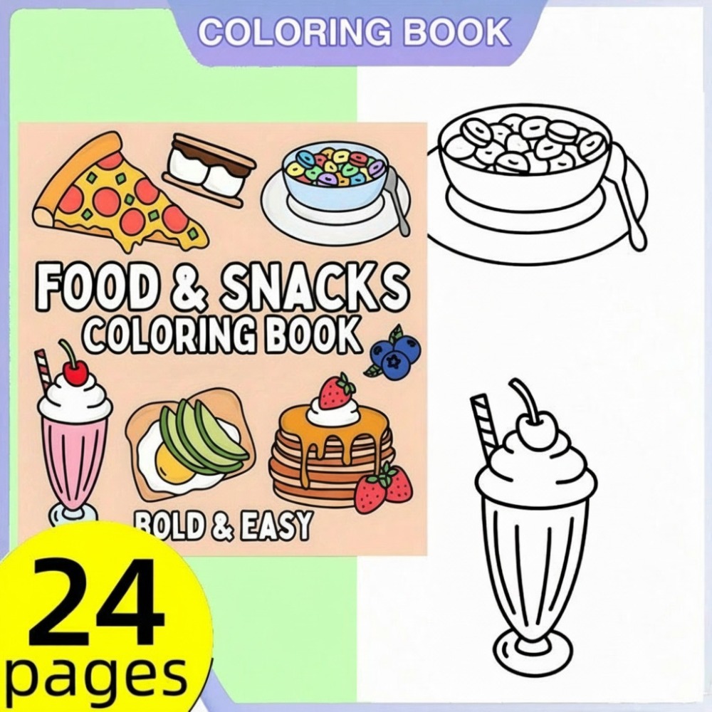 Food and Snacks Coloring Book  - Food And Snacks Coloring Book Bold And Easy review and price